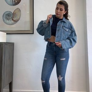 Cropped Oversized Jean Jacket